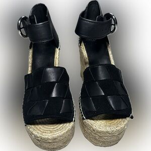 Marc Fisher Adalla Woven Leather Espadrille Platform Wedge Sandals 9M